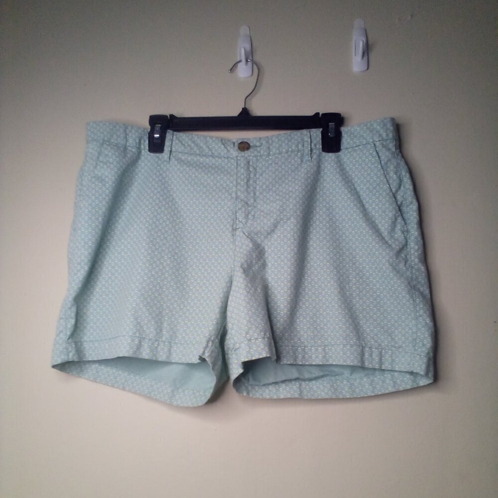 Old Navy Shorts Women 14 Chino Flower Pattern Green Yellow